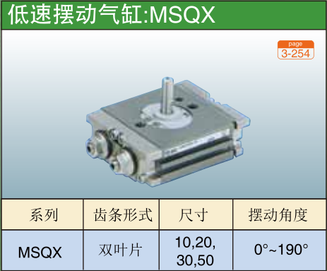 低速摆动气缸:MSQX