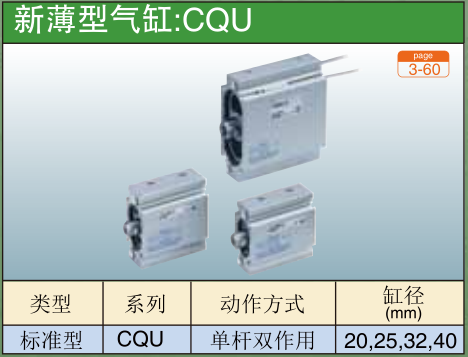 新薄型气缸:CQU